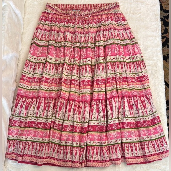 Liz & Me Dresses & Skirts - Liz & Me Pink Floral Boho Tiered Maxi Skirt, Elastic Tie Waist- size 0X 14-16W